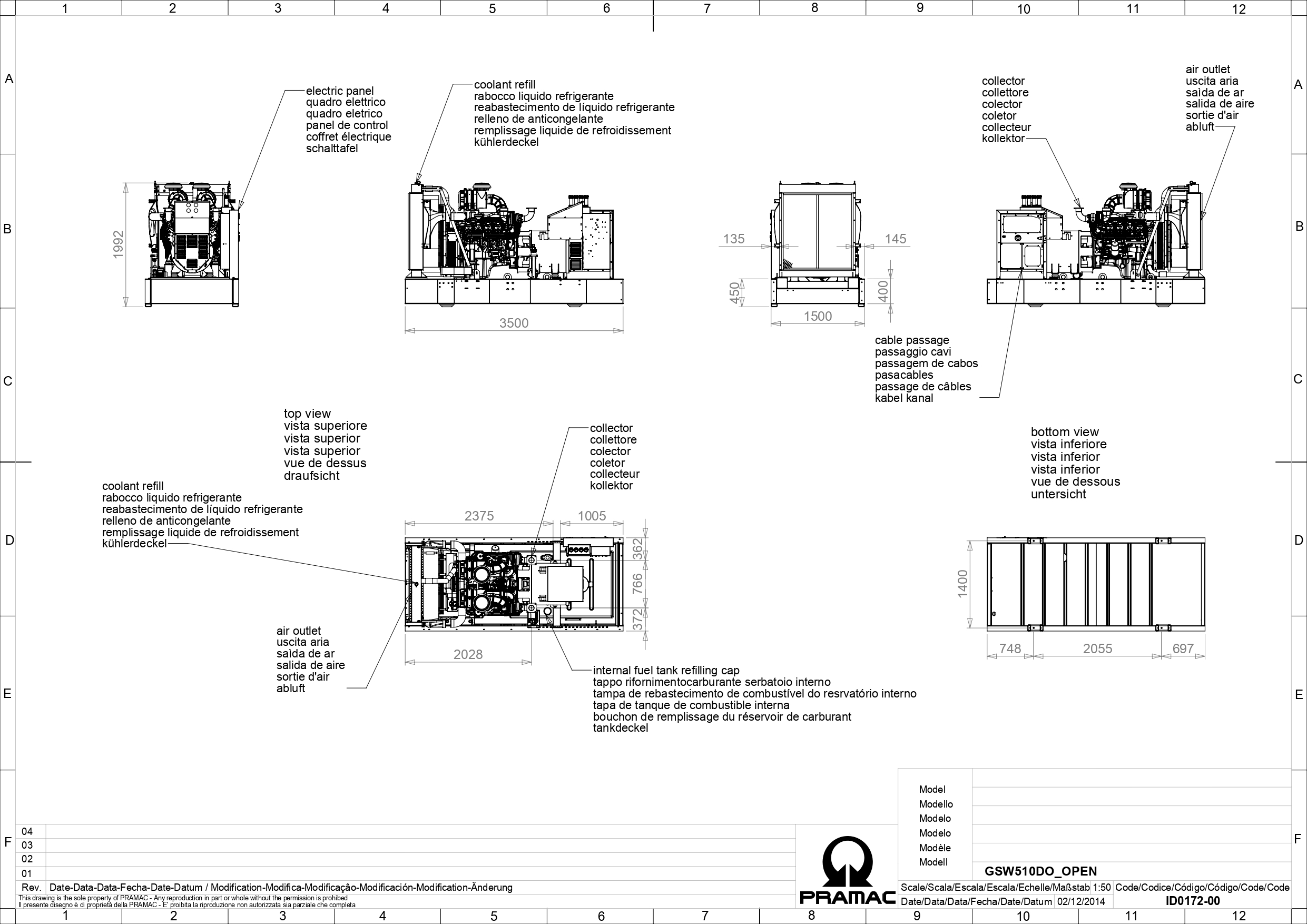Дизельный генератор Pramac GSW 510 DO